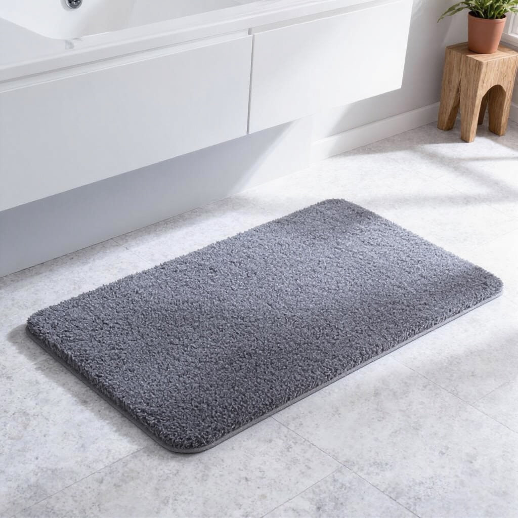 Ultramykt sklisikkert baderomsteppe i mikrofiber, svært absorberende, maskinvaskbart og komfortabelt gulvteppe | ribuella