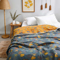 Ginkgo Leaf Throw Blanket Reversible Soft Fleece Fabric Cozy Design for Home Decor and Outdoor Use | ribuella