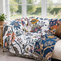 Contemporary Floral Throw Blanket Reversible Cotton Lightweight Decorative Accent Machine Washable | ribuella