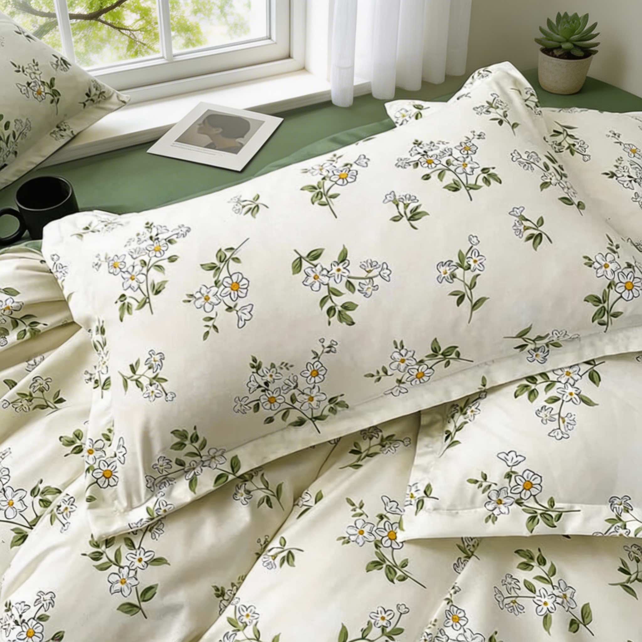 Vintage Floral Bedding Set Duvet Cover Flat Sheet Pillow Cases Easy Care Cottage core Aesthetic | ribuella