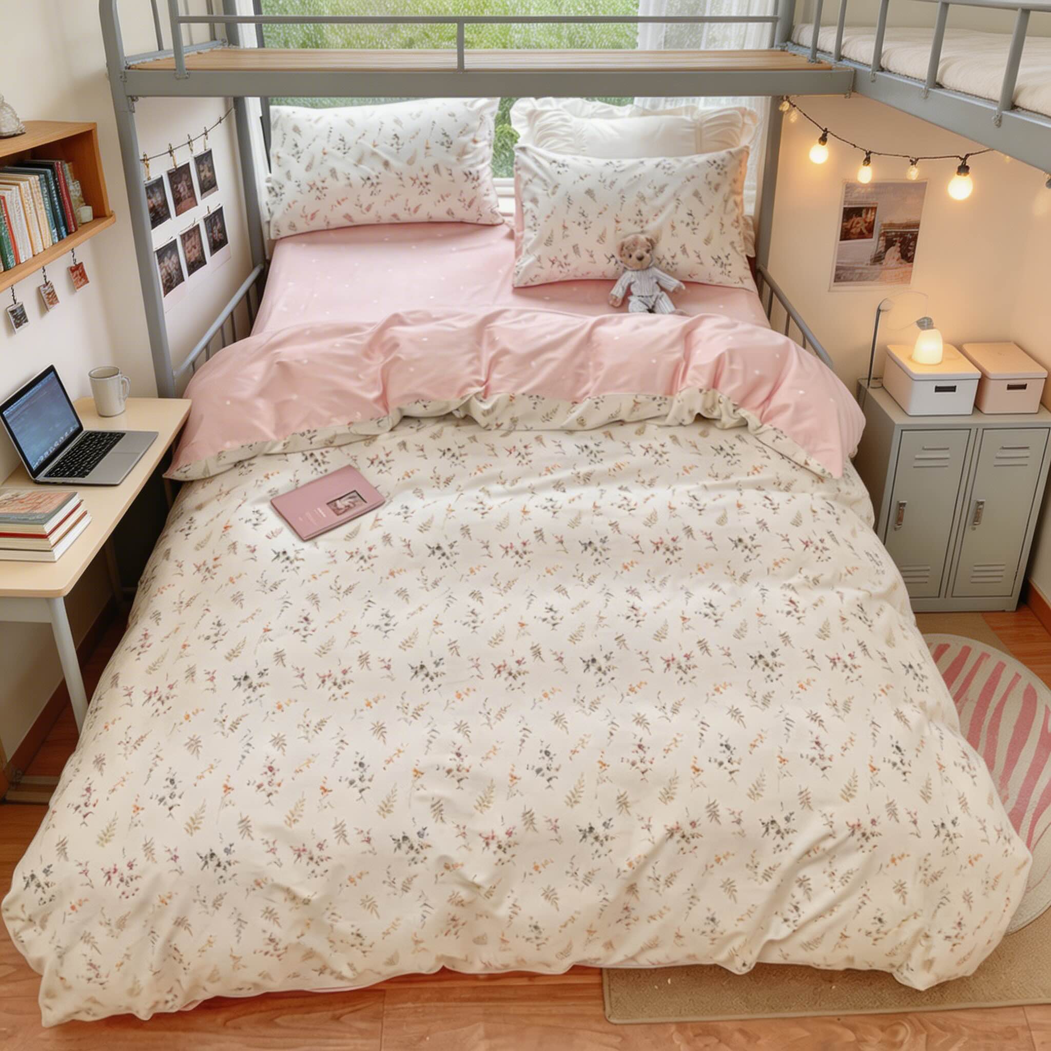 Floral Print Bedding Set Polyester Duvet Cover Flat Sheet Pillow Cases Soft Fabric Multiple Sizes | ribuella