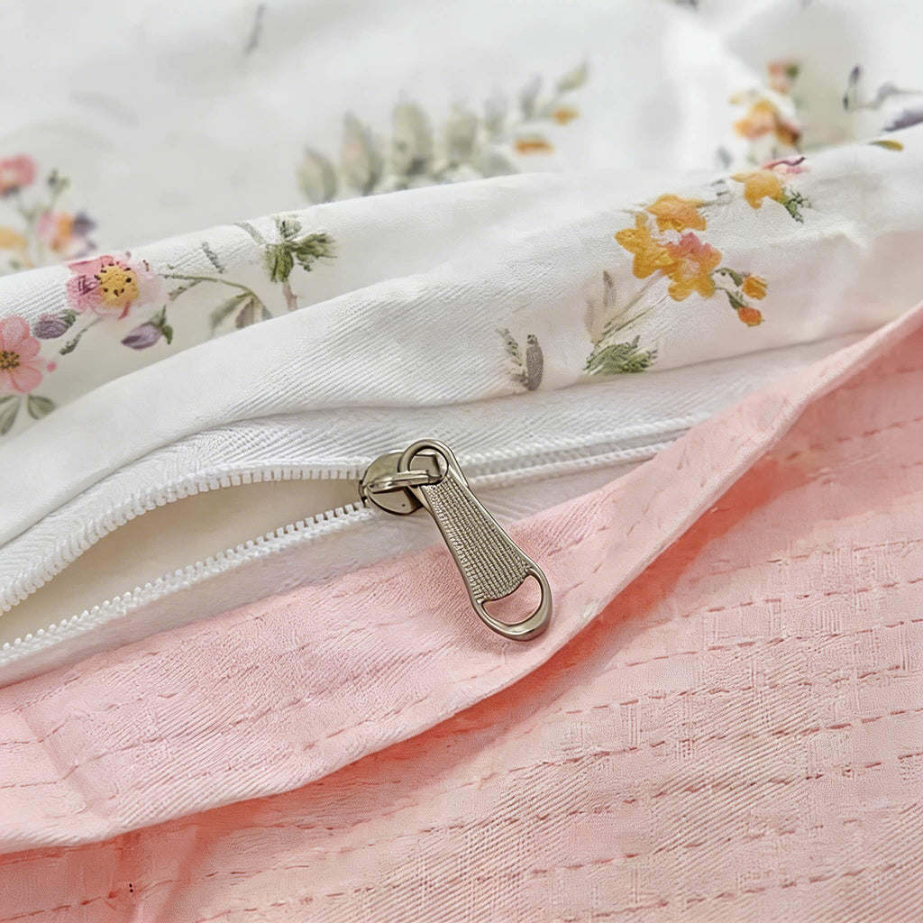 Floral Print Bedding Set Polyester Duvet Cover Flat Sheet Pillow Cases Soft Fabric Multiple Sizes | ribuella