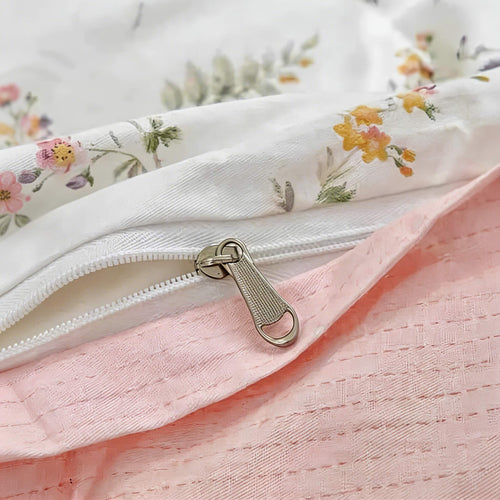 Set de lenjerie de pat cu imprimeu floral, din poliester, cu husă de pilotă, cearșaf și fețe de pernă, material moale, mai multe dimensiuni | ribuella
