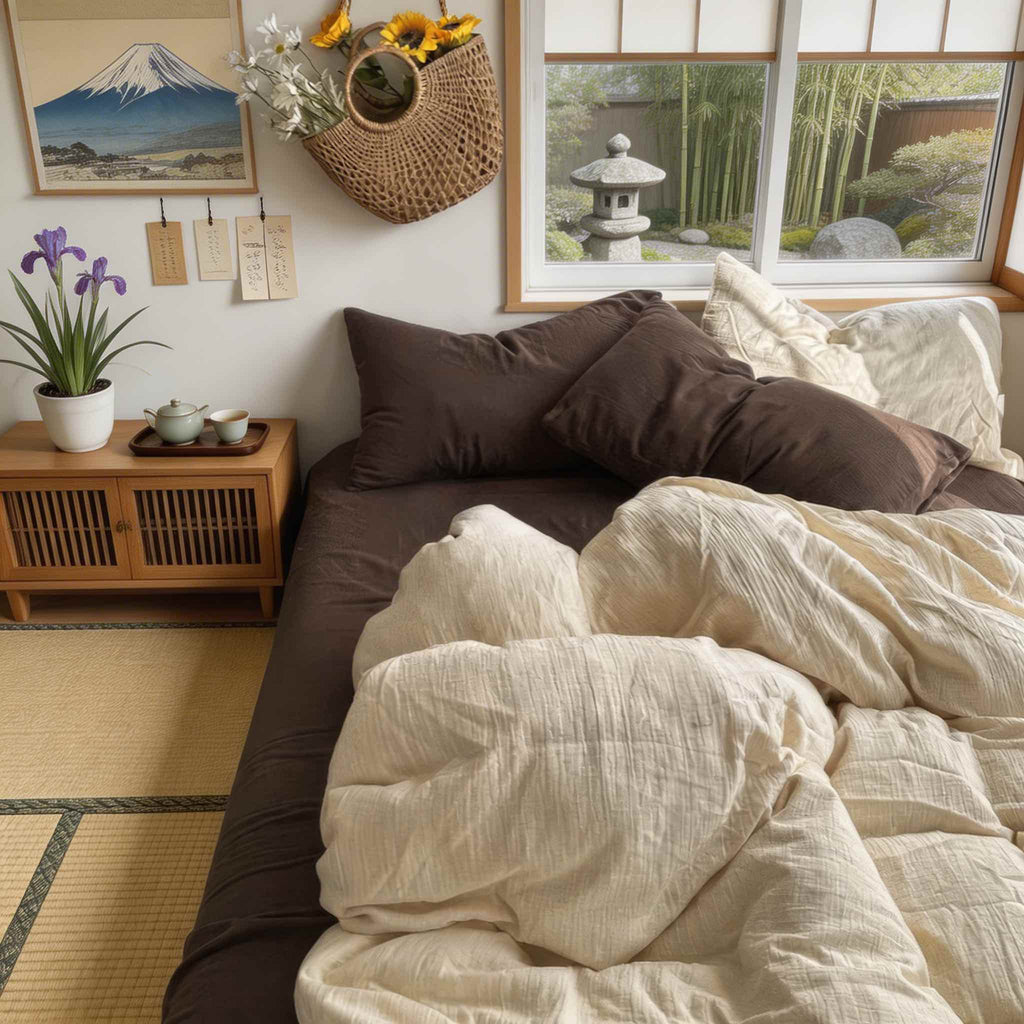 Earthy Tones Bedding Set Duvet Covers Flat and Fitted Sheets Polyester Blend Soft Texture | ribuella