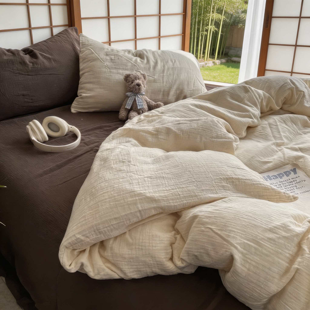 Earthy Tones Bedding Set Duvet Covers Flat and Fitted Sheets Polyester Blend Soft Texture | ribuella