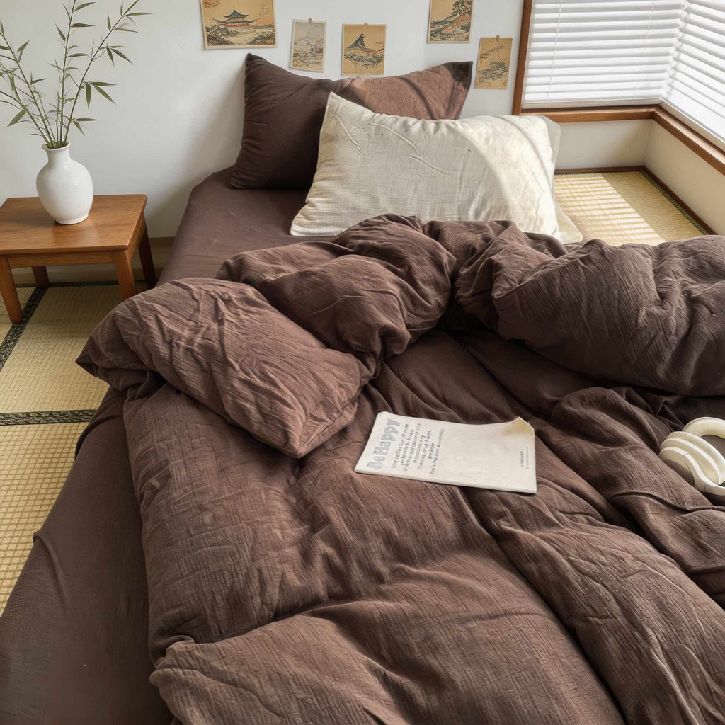 Earthy Tones Bedding Set Duvet Covers Flat and Fitted Sheets Polyester Blend Soft Texture | ribuella