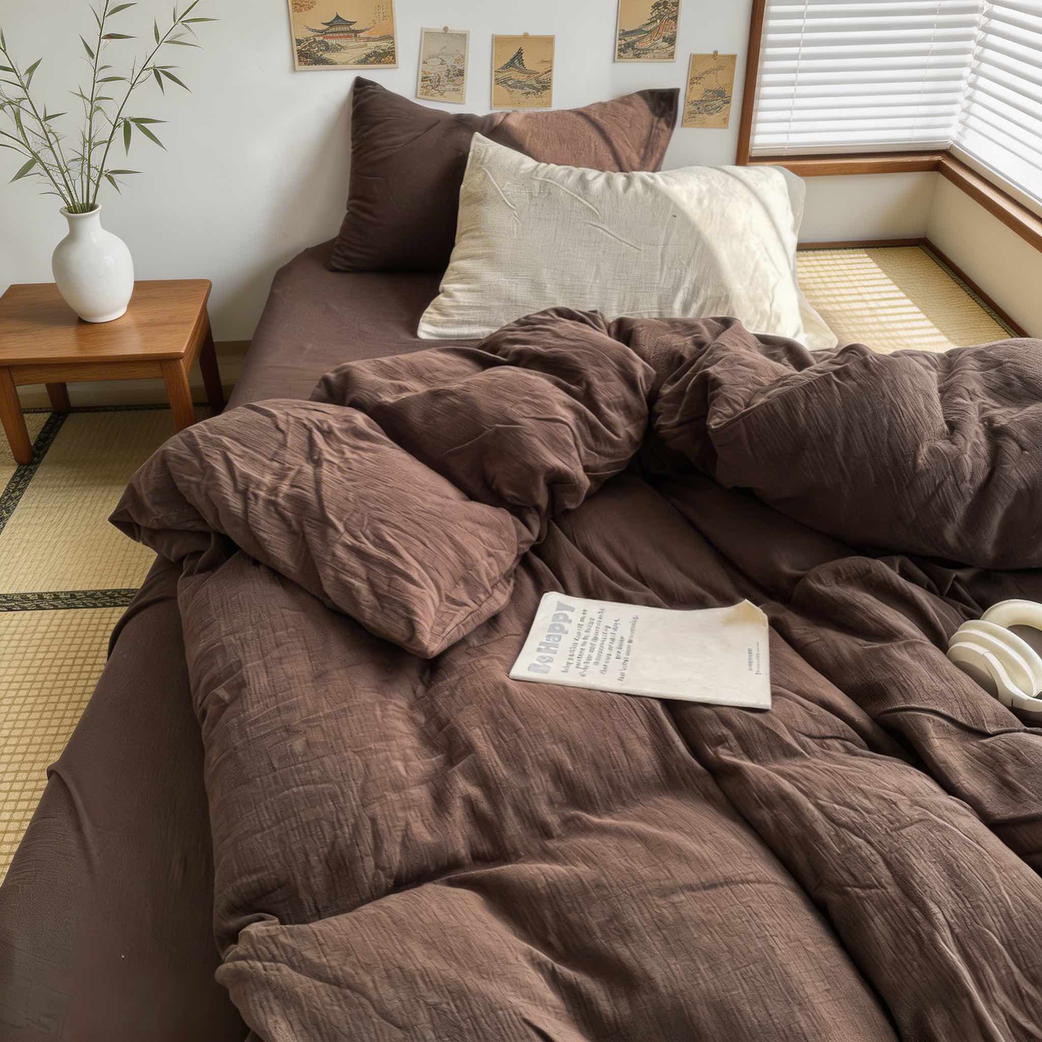 Earthy Tones Bedding Set Duvet Covers Flat and Fitted Sheets Polyester Blend Soft Texture | ribuella