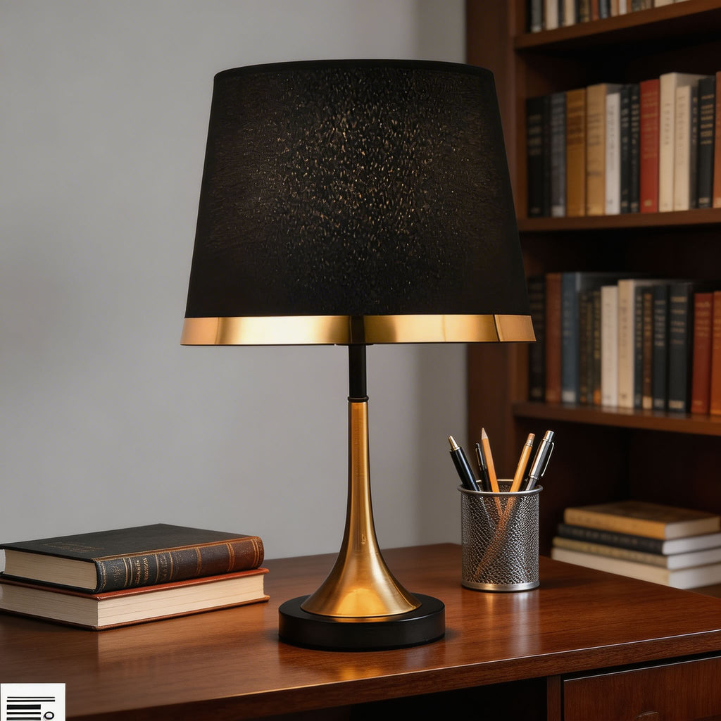 Messing-Tischleuchte im Mid-Century-Stil mit Stoffschirm, Touch-Bedienung und verstellbarer LED-Beleuchtung für Nachttisch oder Schreibtisch | ribuella