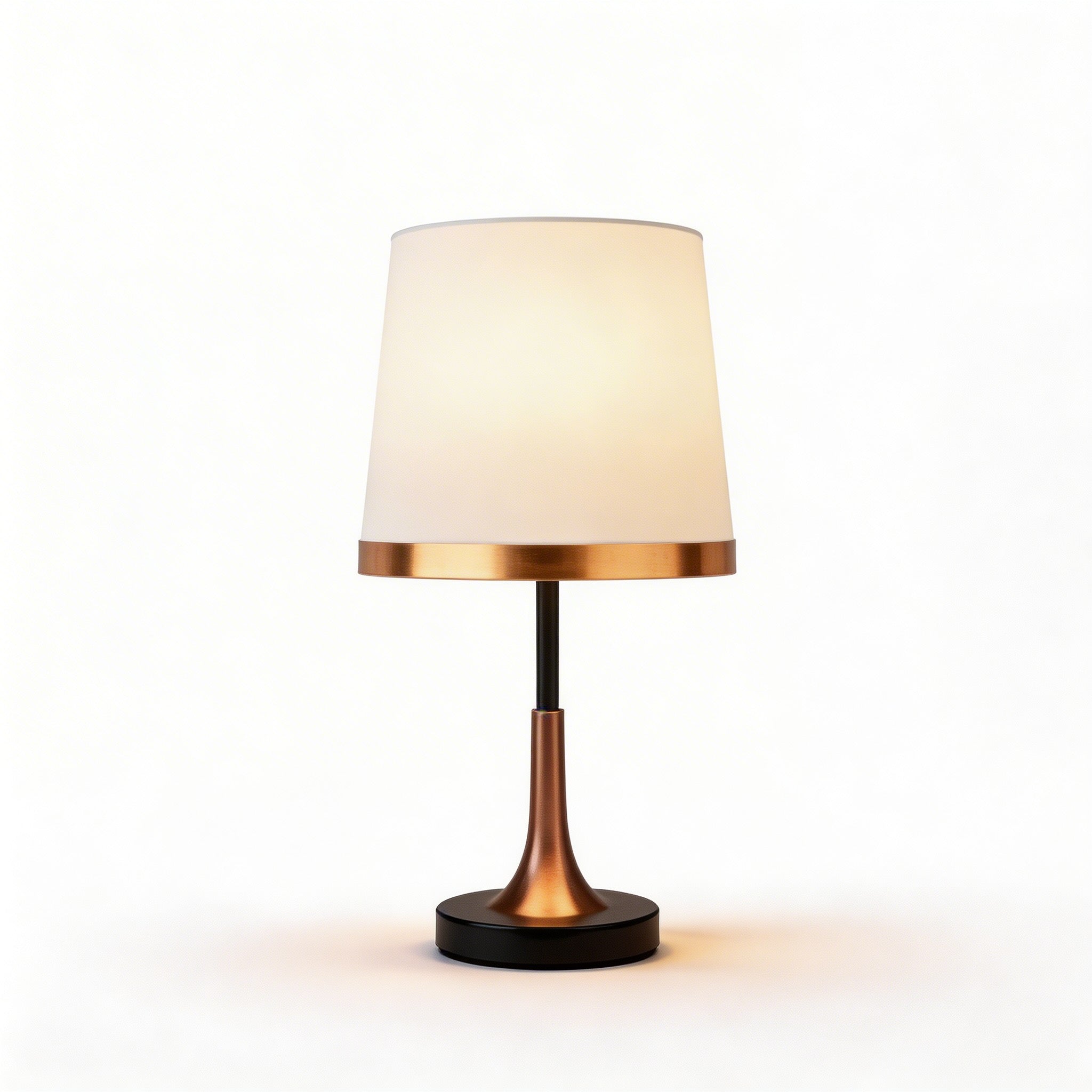 Messing-Tischleuchte im Mid-Century-Stil mit Stoffschirm, Touch-Bedienung und verstellbarer LED-Beleuchtung für Nachttisch oder Schreibtisch | ribuella
