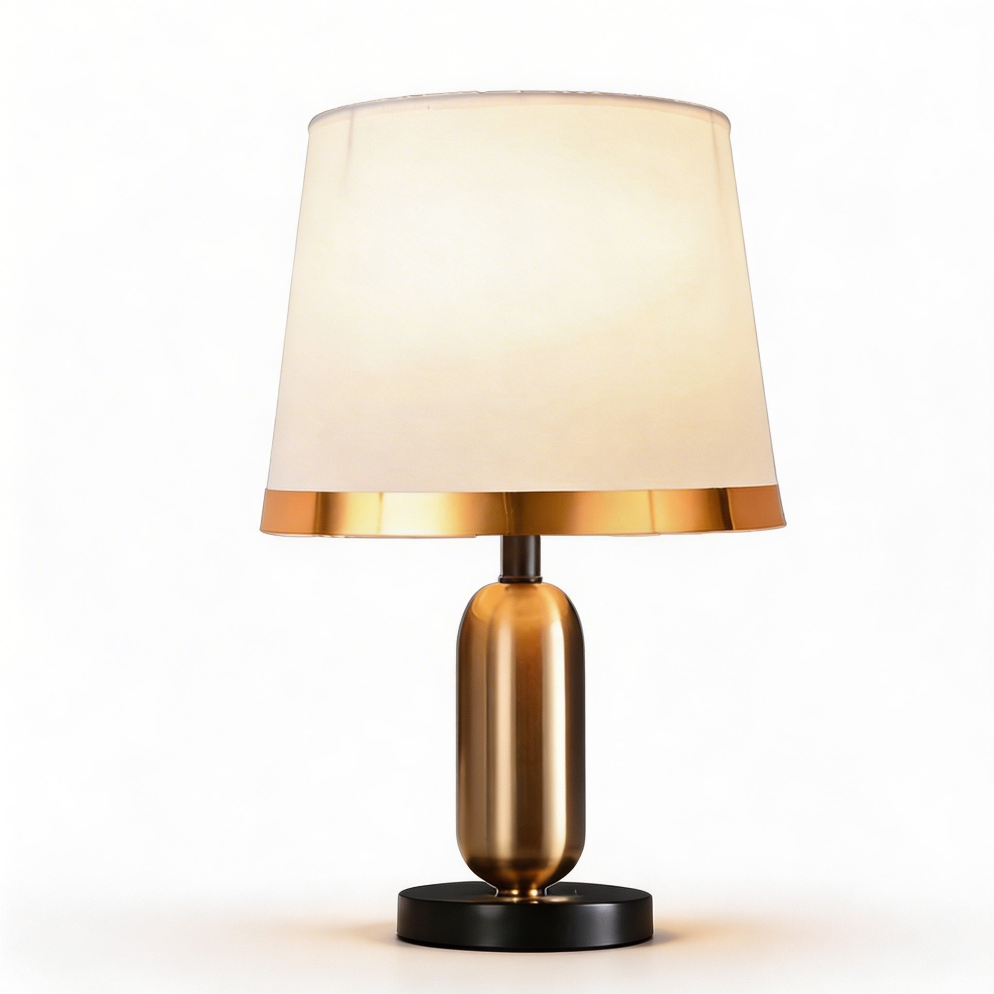 Messing-Tischleuchte im Mid-Century-Stil mit Stoffschirm, Touch-Bedienung und verstellbarer LED-Beleuchtung für Nachttisch oder Schreibtisch | ribuella