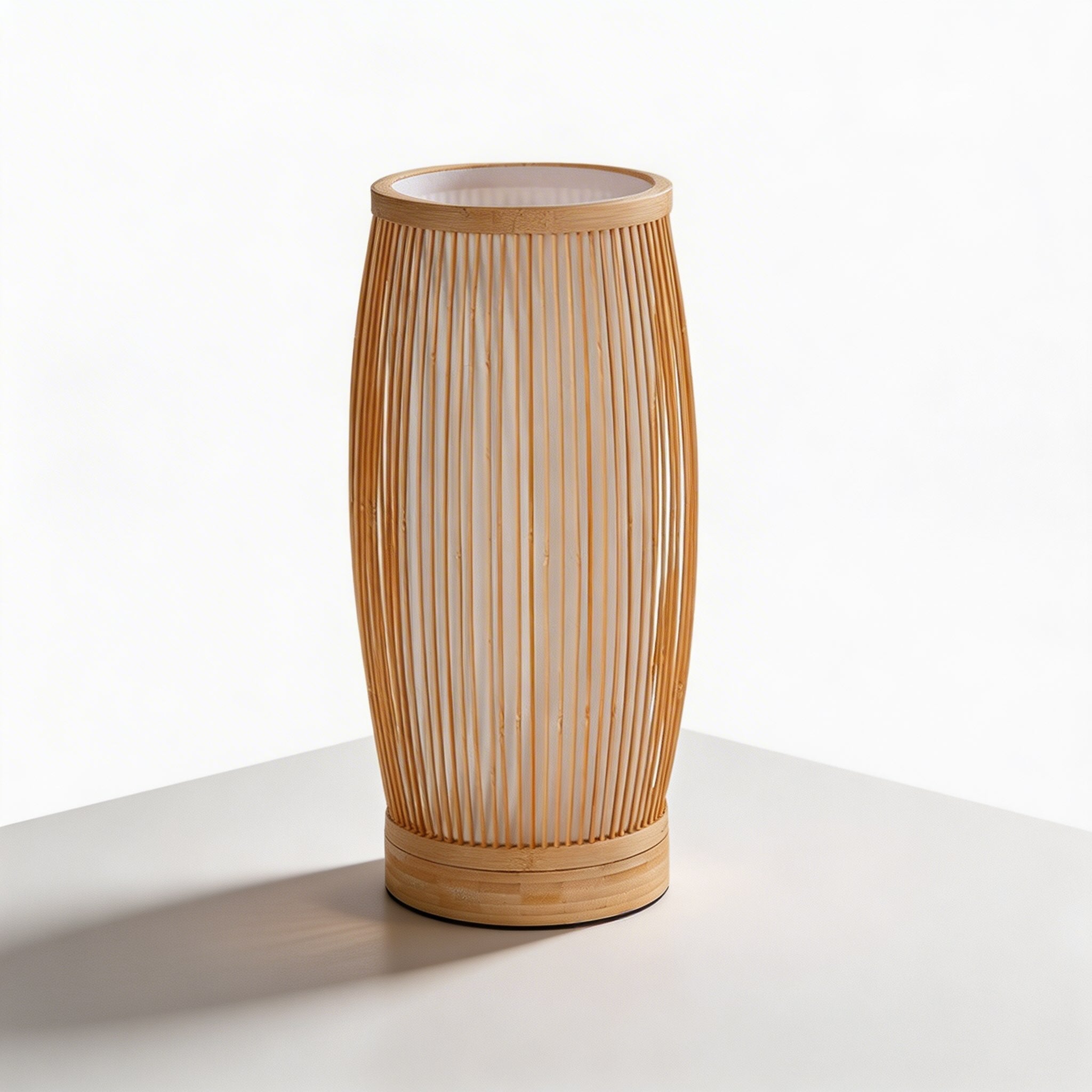 Japanese Style Bamboo Table Lamp Handwoven Lantern Design LED Dimmable Light Source | ribuella