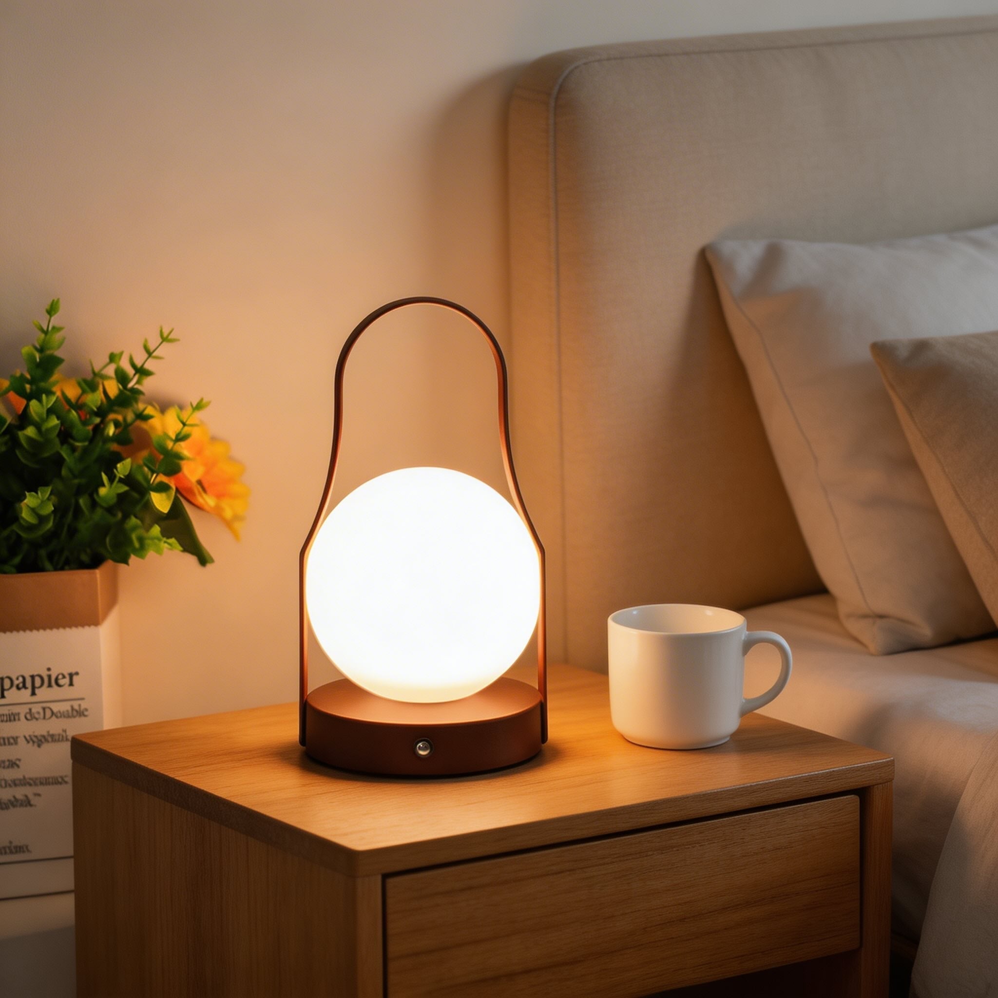 Modern bärbar bordslampa med sladdlös akrylskärm, justerbar färgtemperatur och USB-uppladdning | ribuella
