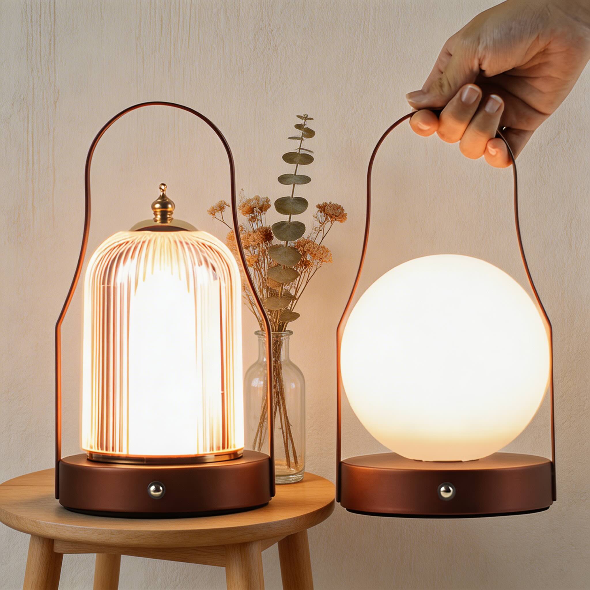 Modern bärbar bordslampa med sladdlös akrylskärm, justerbar färgtemperatur och USB-uppladdning | ribuella