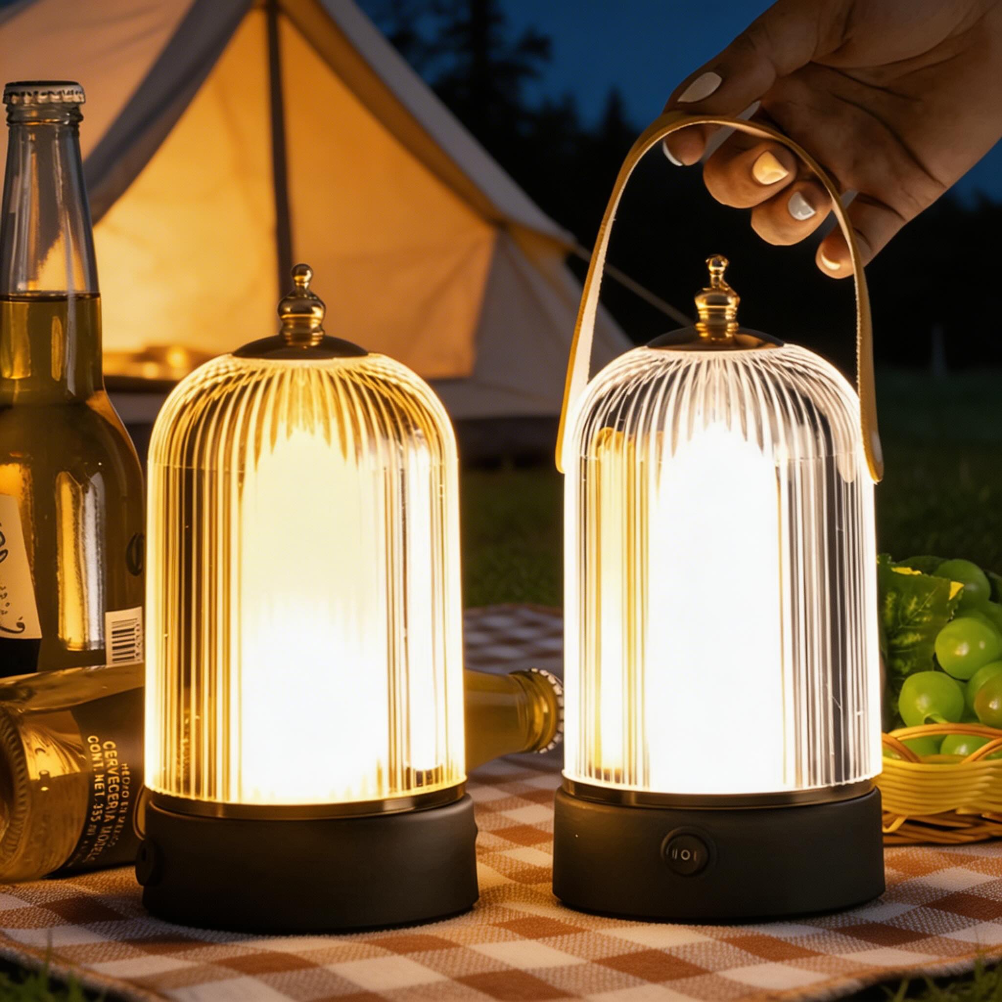 Modern Ribbed Glass Table Lamp Adjustable Metal Base Dimmable LED Light for Bedside or Desk | ribuella