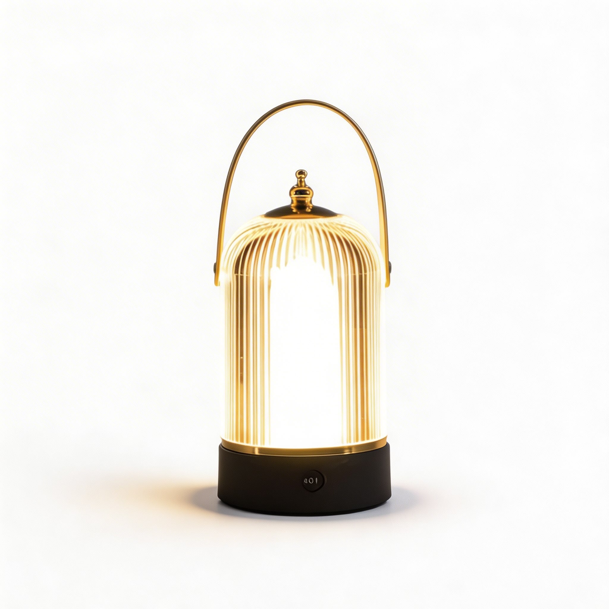 Modern Ribbed Glass Table Lamp Adjustable Metal Base Dimmable LED Light for Bedside or Desk | ribuella