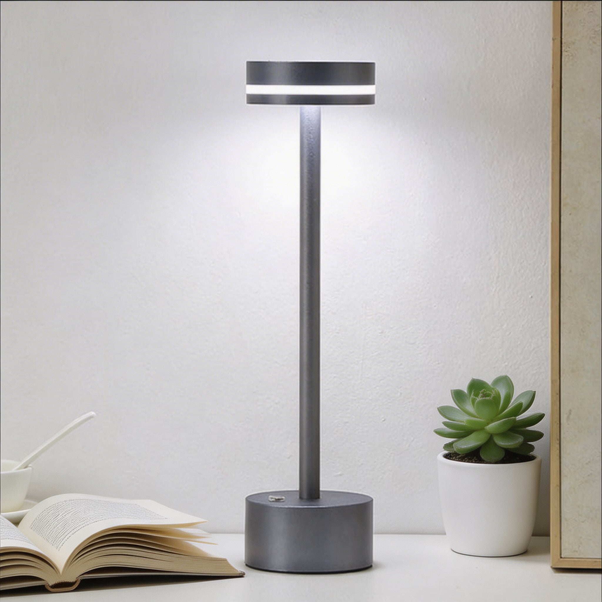 Modern Portable Table Lamp Cordless Aluminum LED Dimmable Touch Control USB Rechargeable | ribuella
