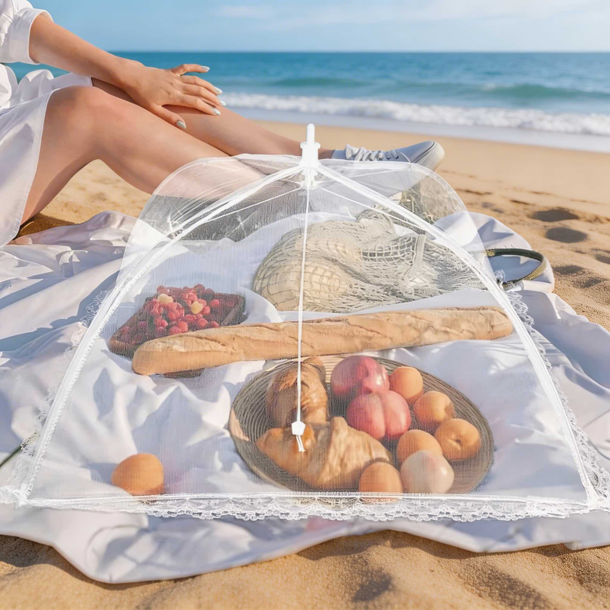 Modern Pop-Up Food Protector with Zinc-Plated Steel Frame and Durable Polyester Mesh for Outdoor Dining | ribuella