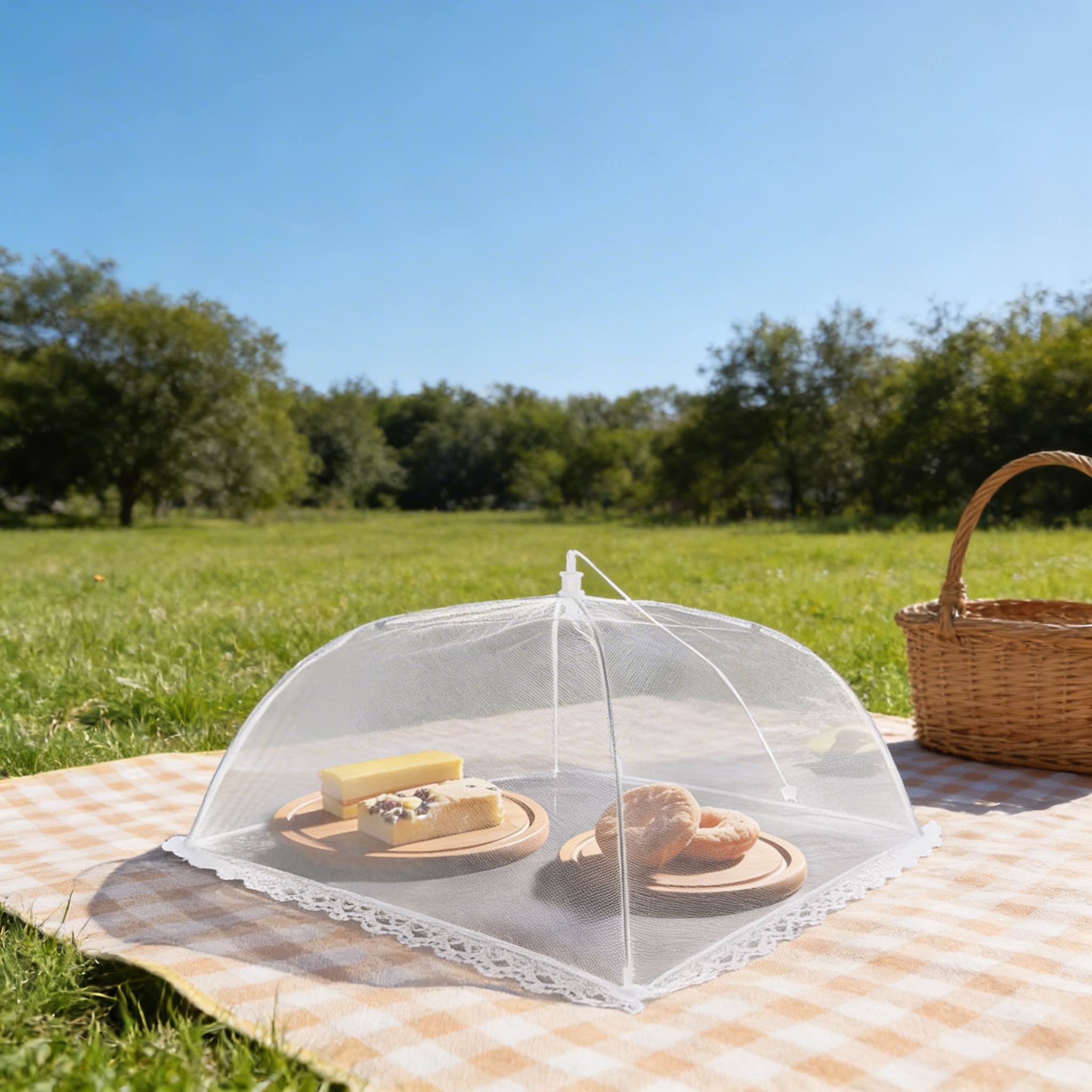Modern Pop-Up Food Protector with Zinc-Plated Steel Frame and Durable Polyester Mesh for Outdoor Dining | ribuella