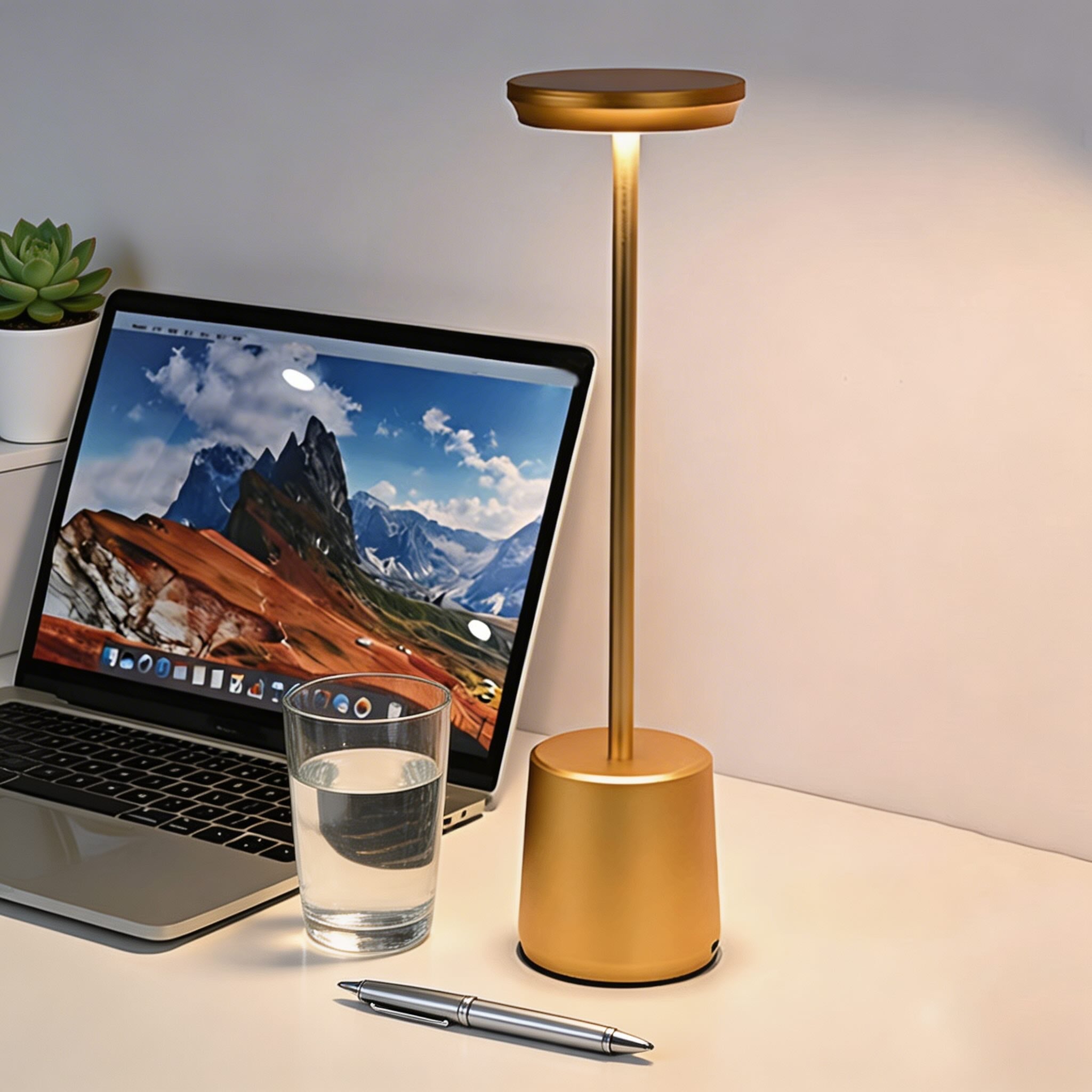 Lampă de masă LED modernă, design metalic fără fir, temperatură de culoare reglabilă, reîncărcabilă prin USB | ribuella
