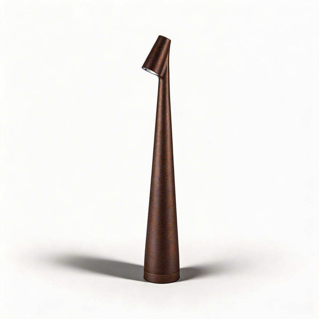 Lampe de table moderne en forme de cône, LED à intensité variable et réglable, design métallique rechargeable par USB et sans fil | ribuella