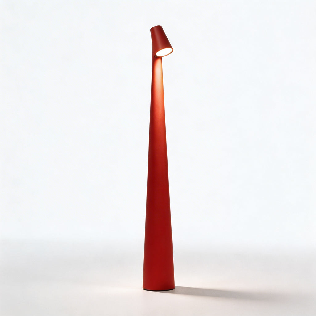Lampe de table moderne en forme de cône, LED à intensité variable et réglable, design métallique rechargeable par USB et sans fil | ribuella