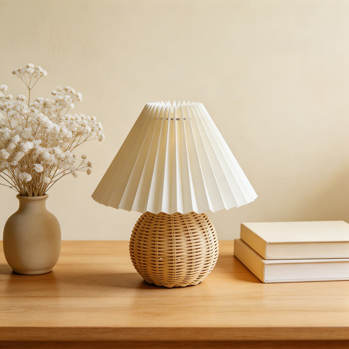 Candeeiro de mesa vintage com base de cerâmica, lâmpada LED E27 ajustável para quarto, mesa de cabeceira ou utilização junto à cama | ribuella
