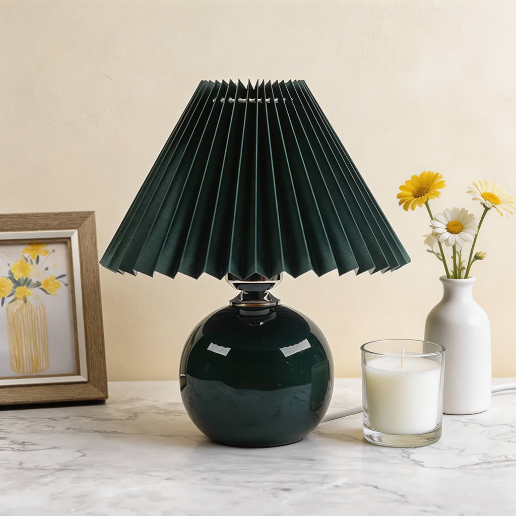 Vintage Table Lamp Ceramic Base Adjustable E27 LED Bulb for Bedroom Nightstand or Bedside Use | ribuella