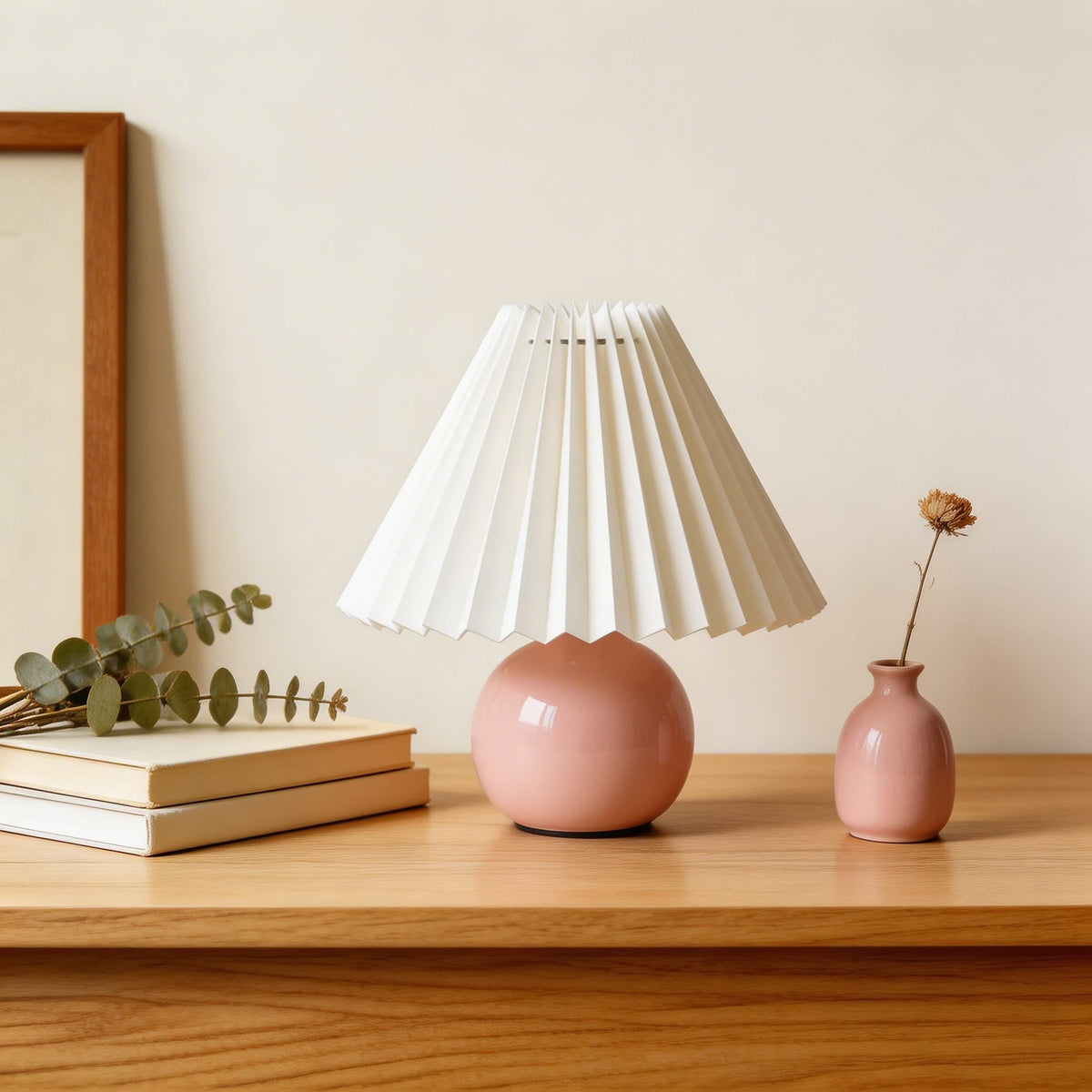 Candeeiro de mesa vintage com base de cerâmica, lâmpada LED E27 ajustável para quarto, mesa de cabeceira ou utilização junto à cama | ribuella