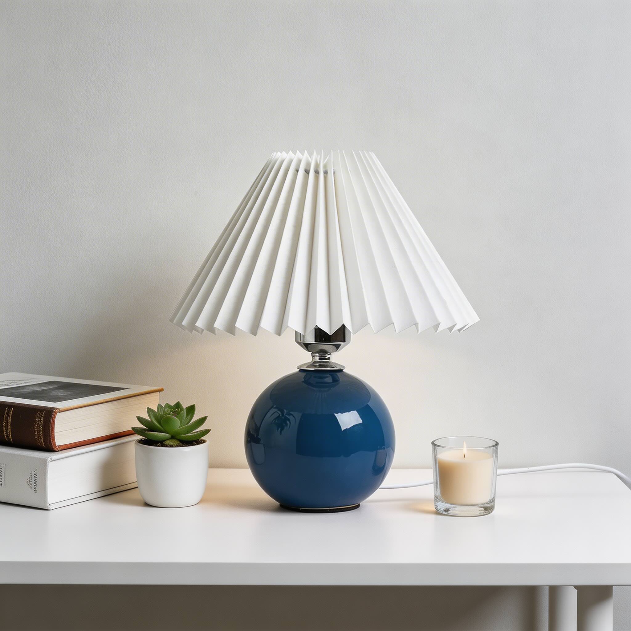 Candeeiro de mesa vintage com base de cerâmica, lâmpada LED E27 ajustável para quarto, mesa de cabeceira ou utilização junto à cama | ribuella