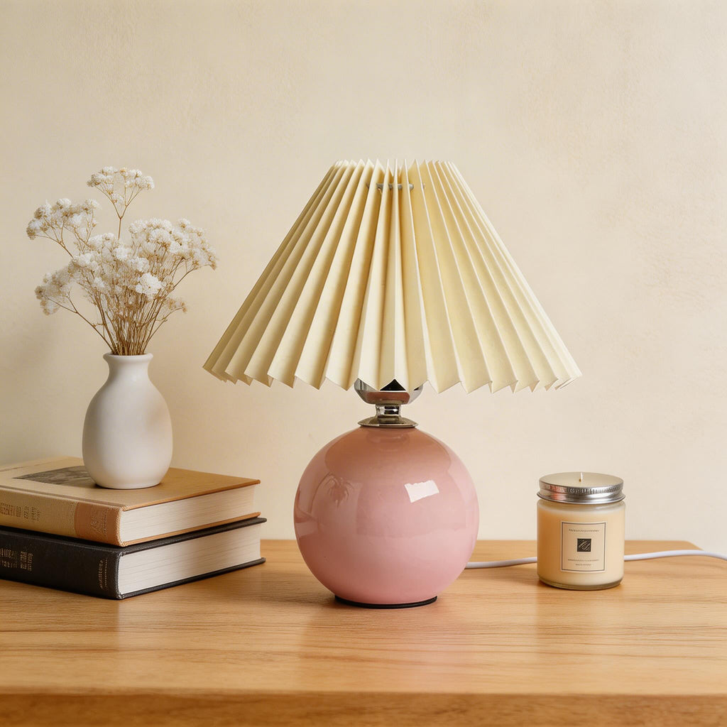 Vintage Table Lamp Ceramic Base Adjustable E27 LED Bulb for Bedroom Nightstand or Bedside Use | ribuella