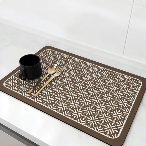 Absorbent Dish Drying Mat Silicone Quick-Drying Kitchen Countertop Protector Elegant Design | ribuella