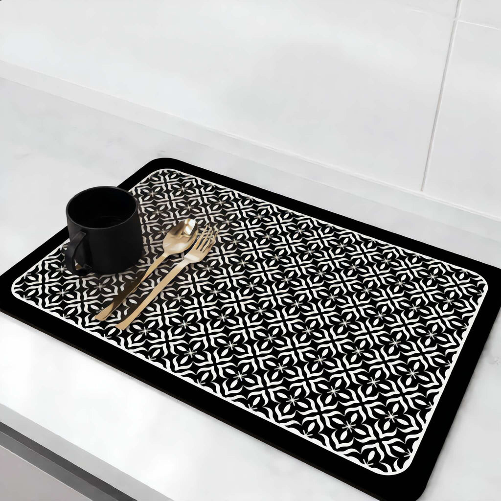 Absorbent Dish Drying Mat Silicone Quick-Drying Kitchen Countertop Protector Elegant Design | ribuella