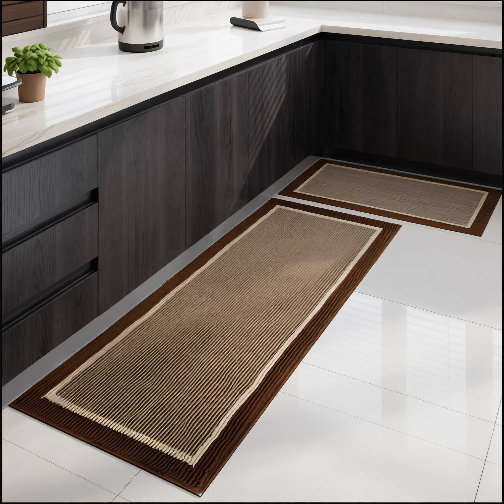 Contemporary Anti-Fatigue Kitchen Mat Non-Slip Durable Polypropylene Comfortable Design for Year-Round Use | ribuella