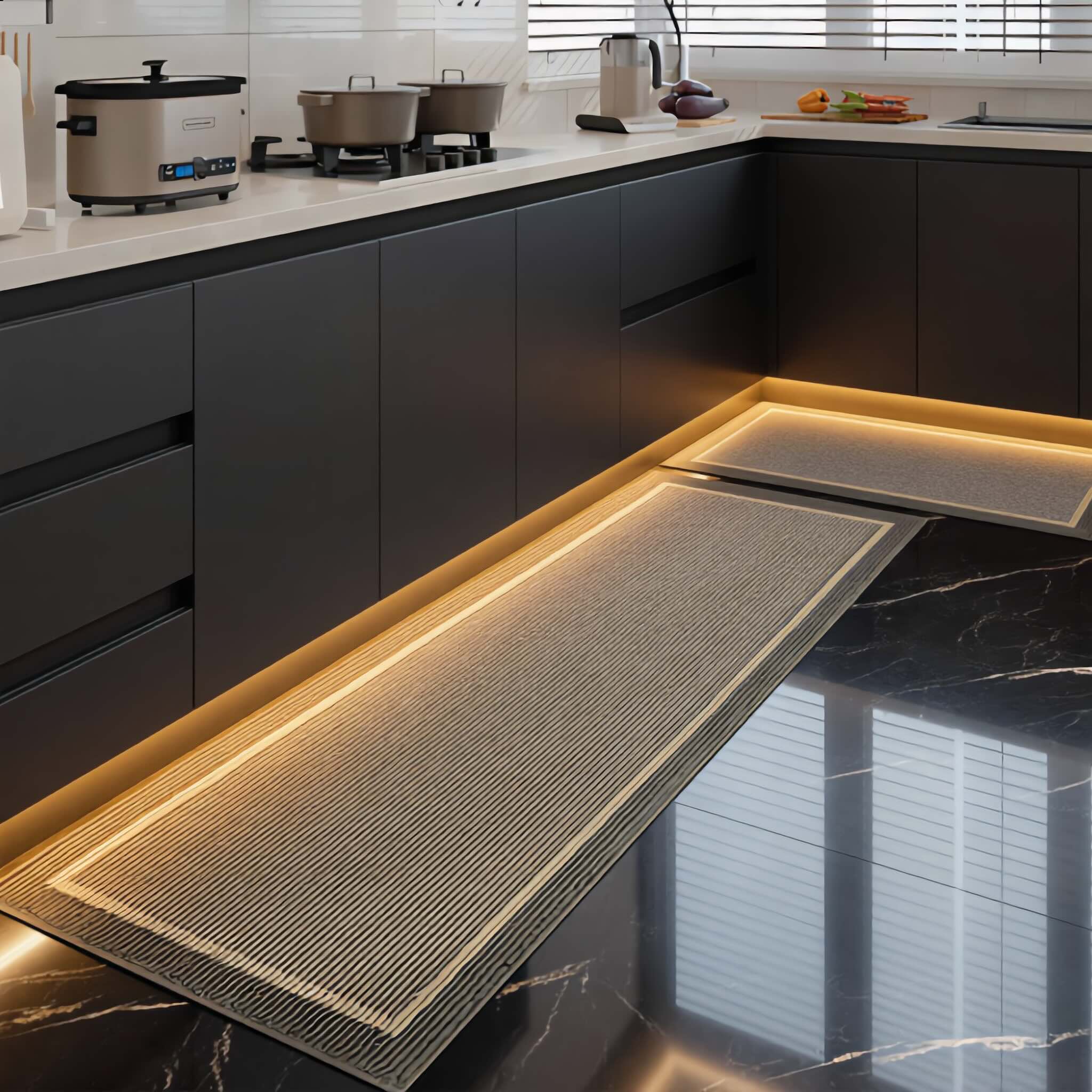 Contemporary Anti-Fatigue Kitchen Mat Non-Slip Durable Polypropylene Comfortable Design for Year-Round Use | ribuella