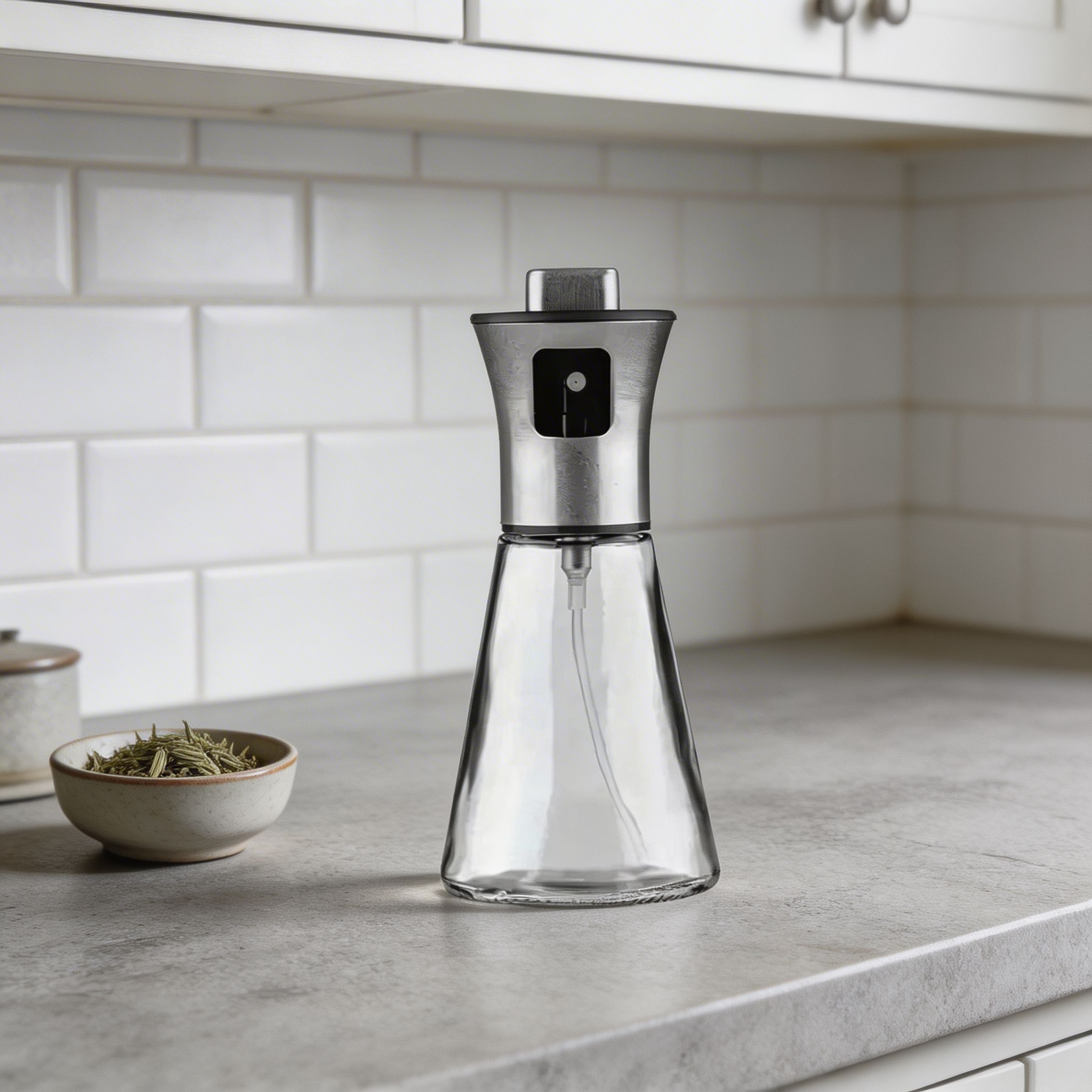 Modern Stainless Steel Olive Oil Spray Bottle with Fine Mist Nozzle for Precise Oil Application | ribuella