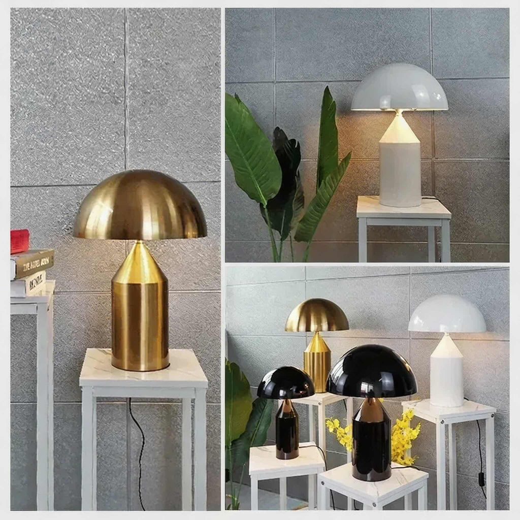 Modern Desk Lamp Adjustable Metal Base Mushroom Shade LED Light for Bedroom or Bedside Use | ribuella