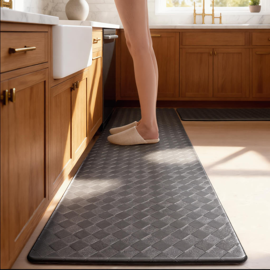 Modern Anti-Fatigue Kitchen Mat Non-Slip Waterproof PVC Cushioned Support for Comfort in High-Traffic Areas | ribuella