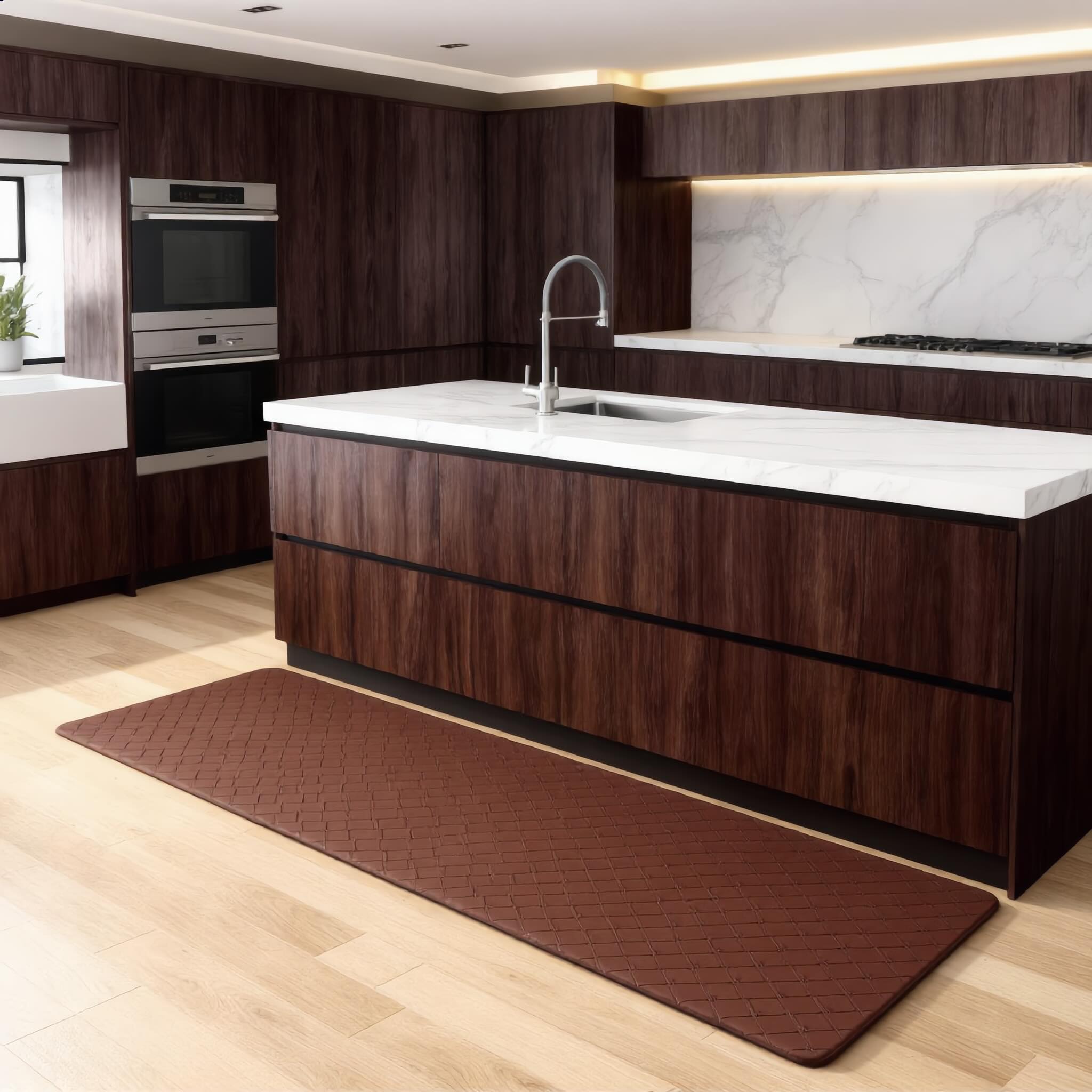 Modern Anti-Fatigue Kitchen Mat Non-Slip Waterproof PVC Cushioned Support for Comfort in High-Traffic Areas | ribuella
