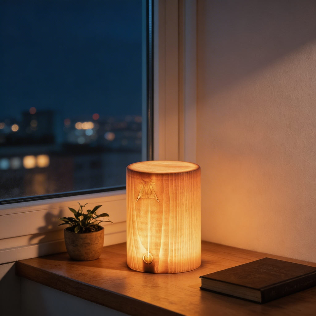 Modern Minimalist Table Lamp Rechargeable Cordless Wood Design Touch Control LED 3 Brightness Levels | ribuella