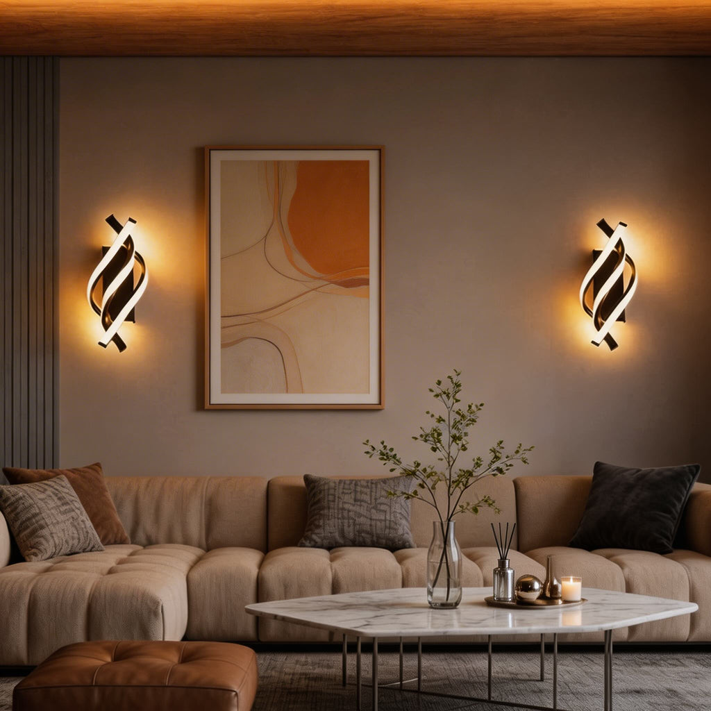 Modern Spiral Wall Sconce LED Wall Light Metal Adjustable Color Temperature 22W 1540LM | ribuella