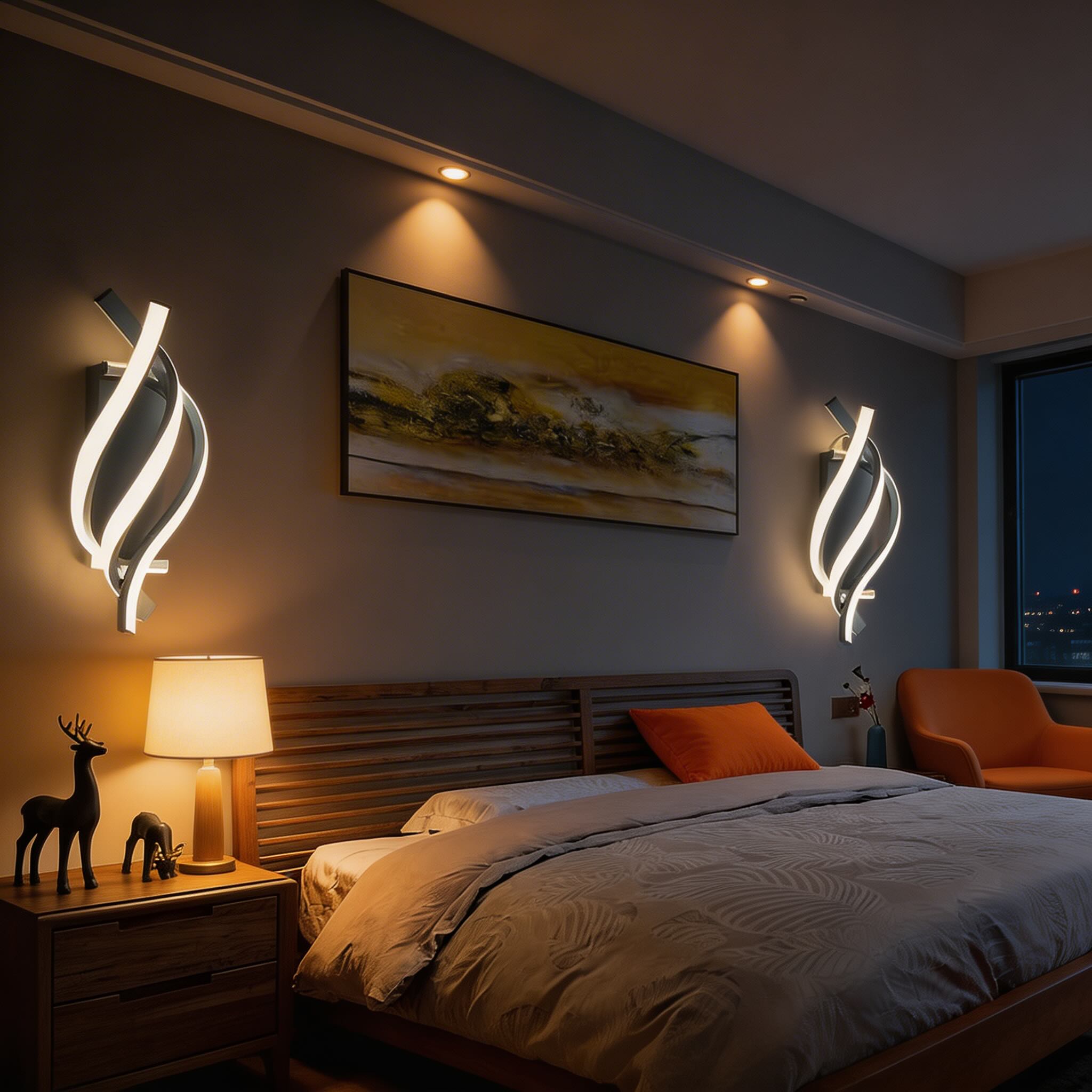 Modern Spiral Wall Sconce LED Wall Light Metal Adjustable Color Temperature 22W 1540LM | ribuella