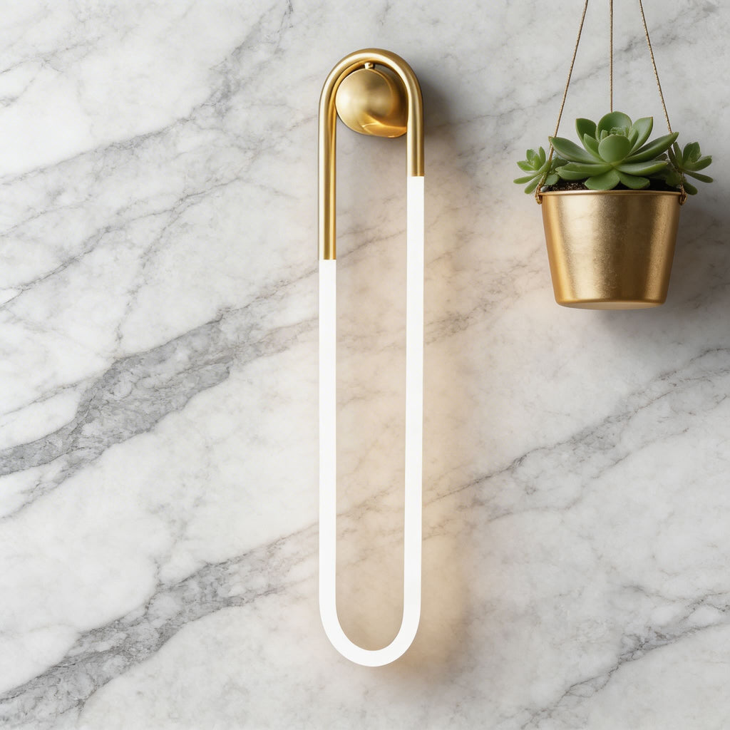 Moderne minimalistische Wandleuchte, wandmontierte dimmbare LED, Kupfer-Acryl-Schirm, 9 W/18 W | ribuella