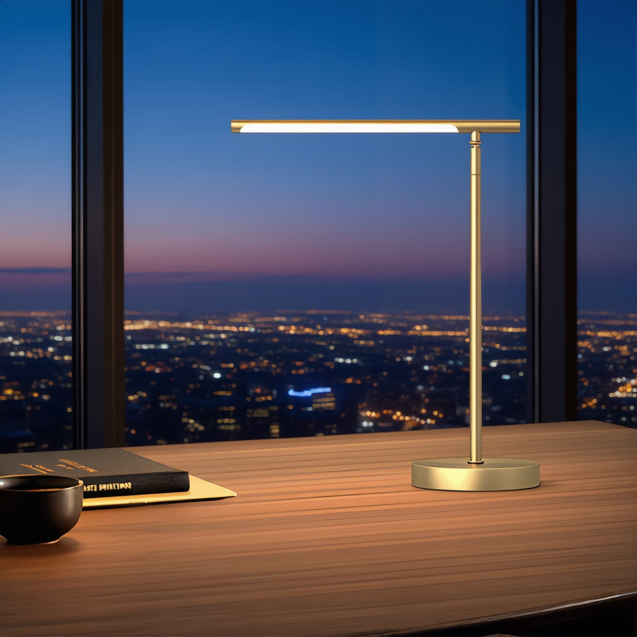 Moderní nastavitelná stolní lampa z mědi s LED osvětlením a nastavitelnou teplotou barev pro domácí kancelář | ribuella