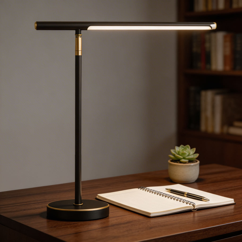 Moderní nastavitelná stolní lampa z mědi s LED osvětlením a nastavitelnou teplotou barev pro domácí kancelář | ribuella