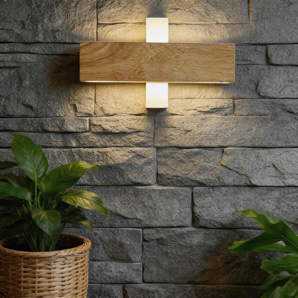 Moderne minimalistische Wandleuchte, verstellbare LED-Leuchte aus Holz und Acryl für die Wohnraumgestaltung | ribuella