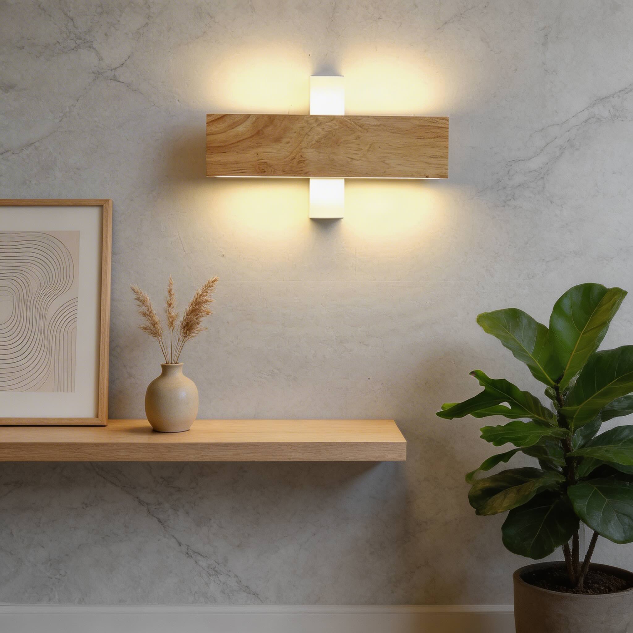 Moderne minimalistische Wandleuchte, verstellbare LED-Leuchte aus Holz und Acryl für die Wohnraumgestaltung | ribuella