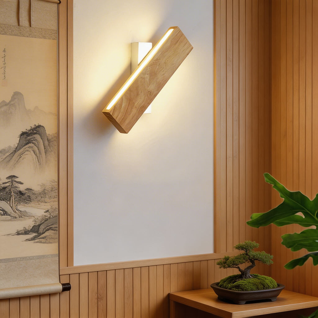 Moderne minimalistische Wandleuchte, verstellbare LED-Leuchte aus Holz und Acryl für die Wohnraumgestaltung | ribuella
