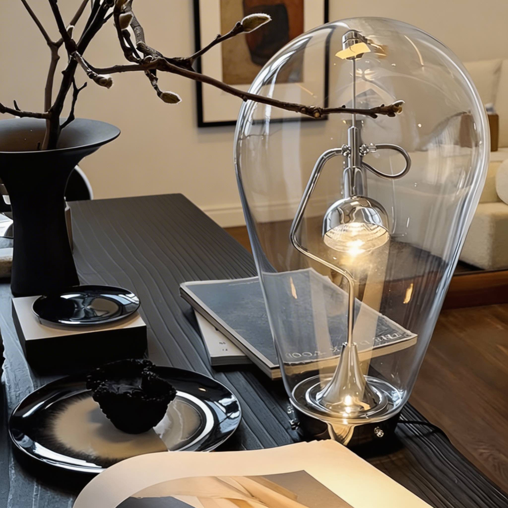 Moderne Schreibtischleuchte aus Glas mit einstellbarer Helligkeit, Touch-Dimmung, Eisenfuß und LED-Leuchtmittel inklusive | ribuella