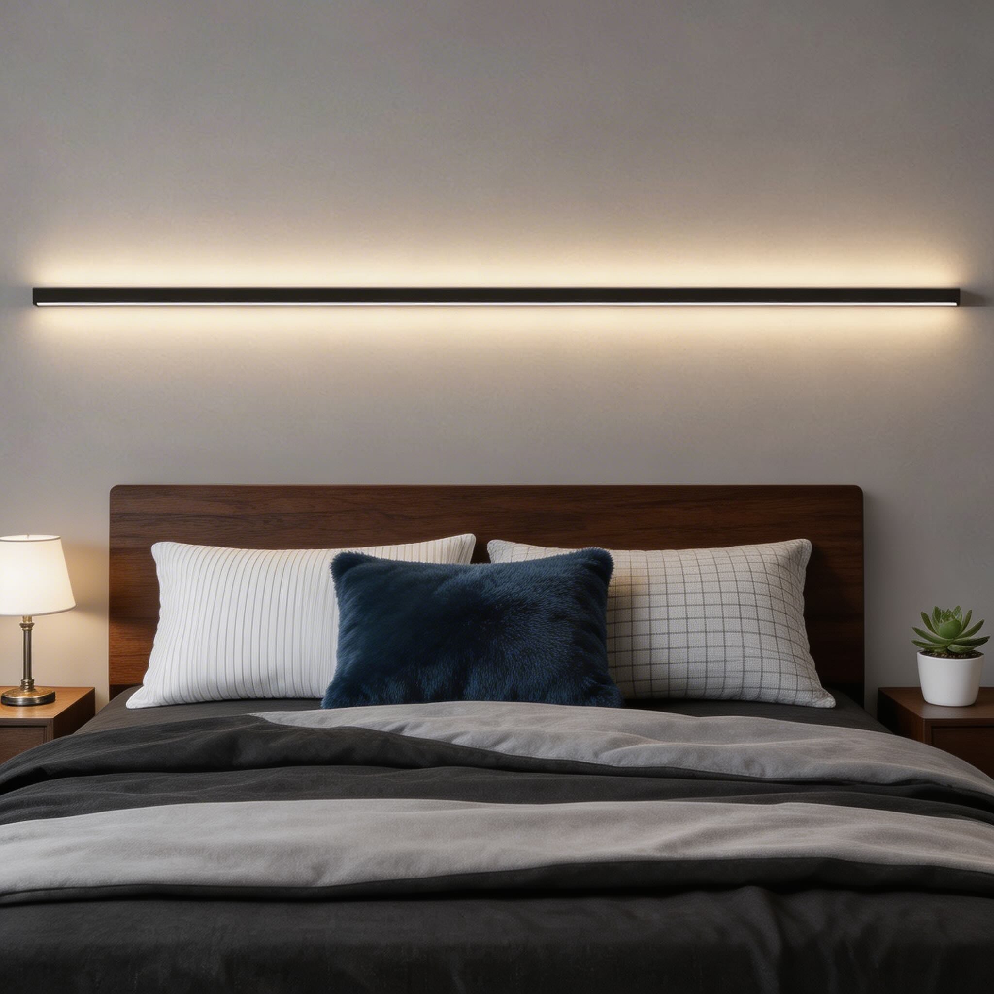 Applique murale linéaire moderne, en aluminium, avec lampe LED et diffuseur en acrylique à intensité réglable pour un éclairage d’ambiance | ribuella