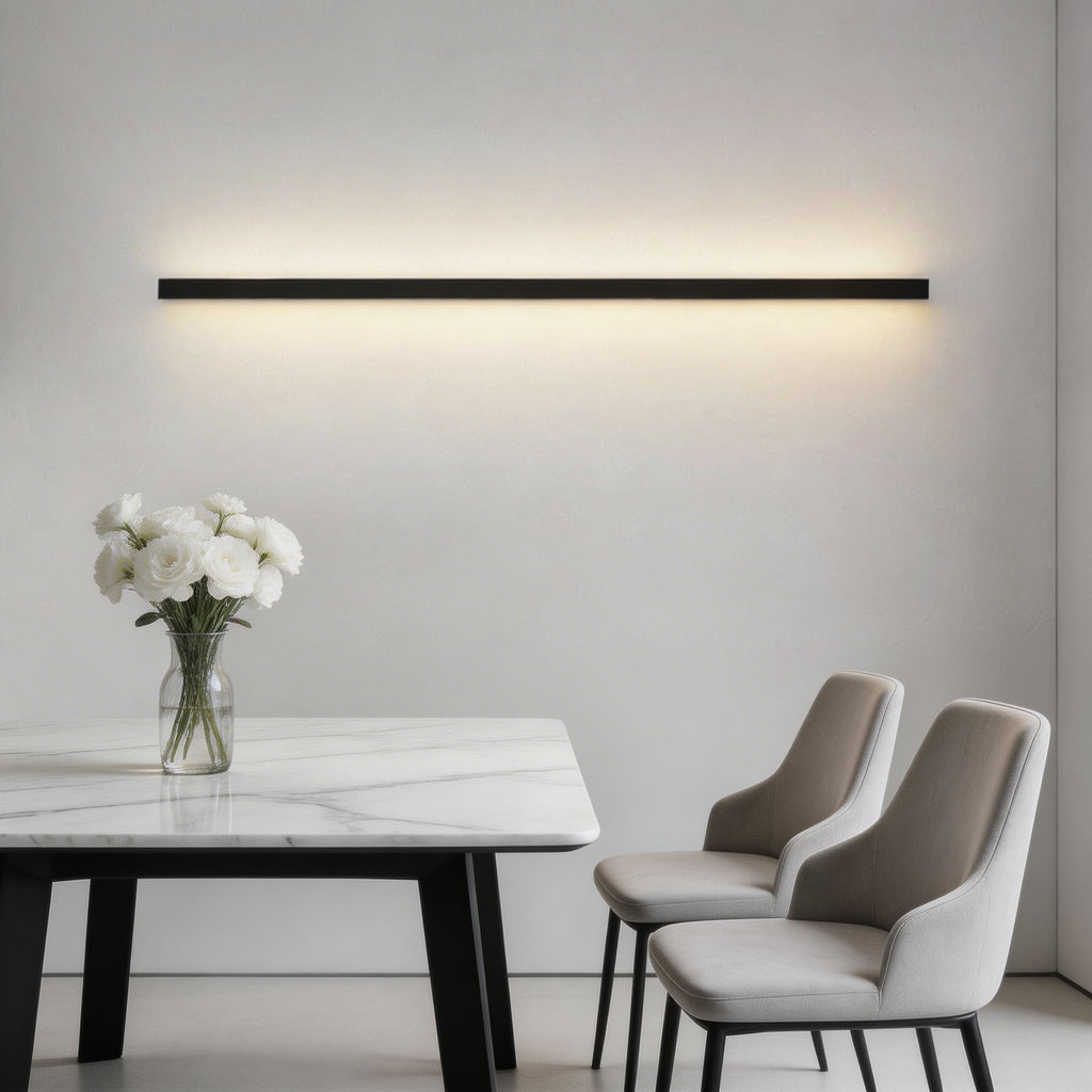 Applique murale linéaire moderne, en aluminium, avec lampe LED et diffuseur en acrylique à intensité réglable pour un éclairage d’ambiance | ribuella